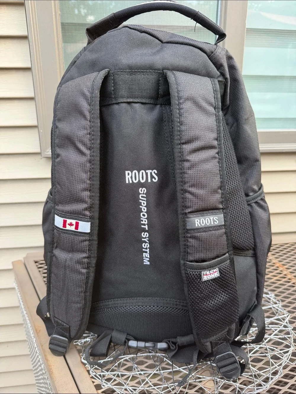 Roots Black and Light Gray Backpack with Yellow Bungee - standard size